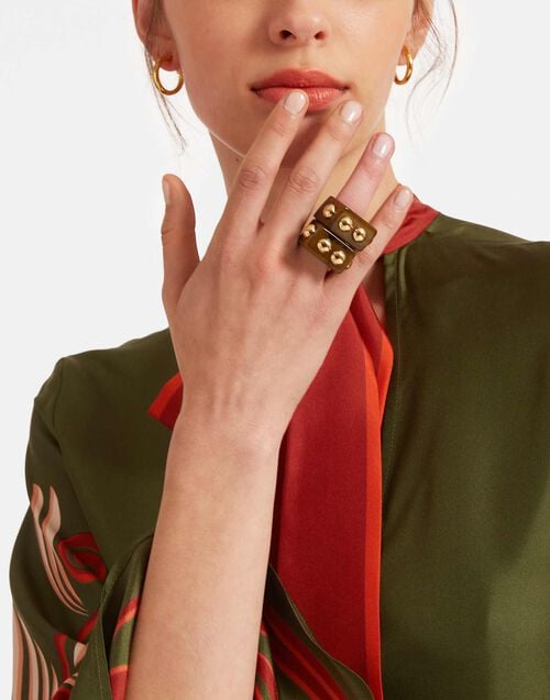 La Doublej Nefertiti Ring Solid Camouflage In Acrylic Resin