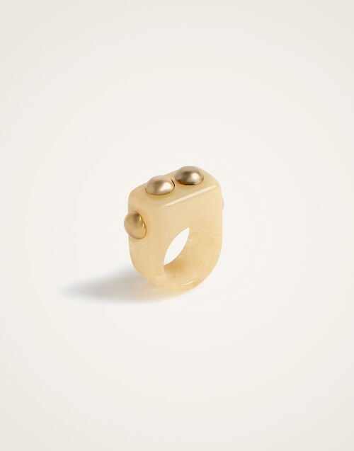 La Doublej Nefertiti Ring Solid Cream In Acrylic Resin