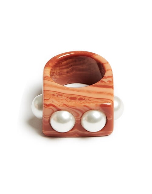 La Doublej Nefertiti Ring Solid Pink In Acrylic Resin