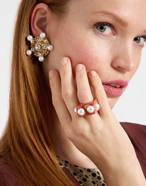 La Doublej Nefertiti Ring Solid Pink In Acrylic Resin