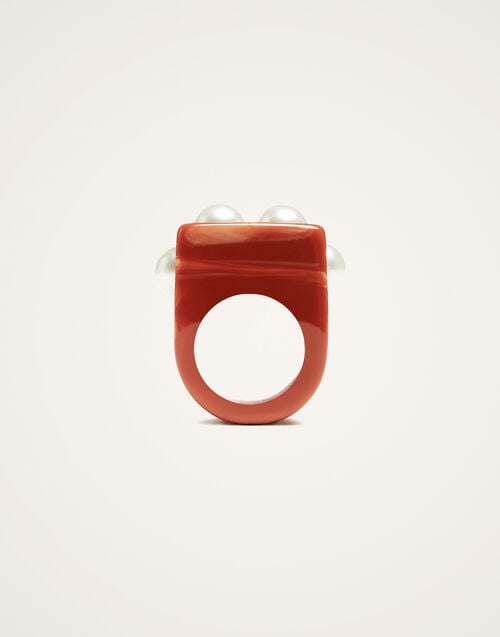 la doublej Nefertiti Ring Solid Pink in Acrylic Resin