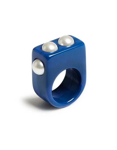 La Doublej Nefertiti Ring Solid Royal Blue In Acrylic Resin