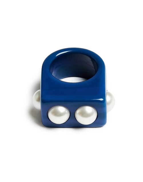 La Doublej Nefertiti Ring Solid Royal Blue In Acrylic Resin