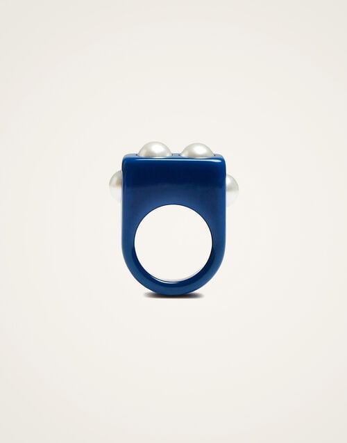 la doublej Nefertiti Ring Solid Royal Blue in Acrylic Resin
