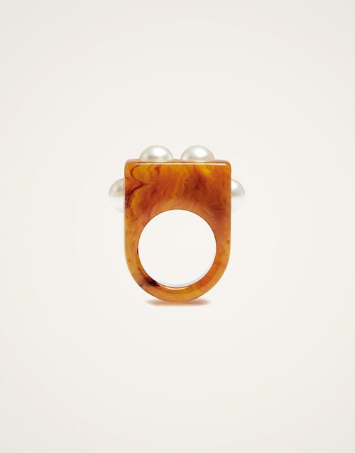 la doublej Nefertiti Ring Solid Rust in Acrylic Resin