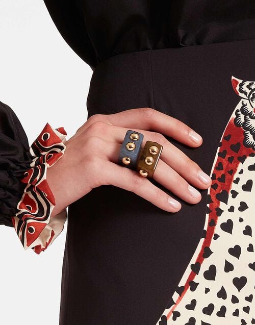 La Doublej Nefertiti Ring Solid Teal In Acrylic Resin