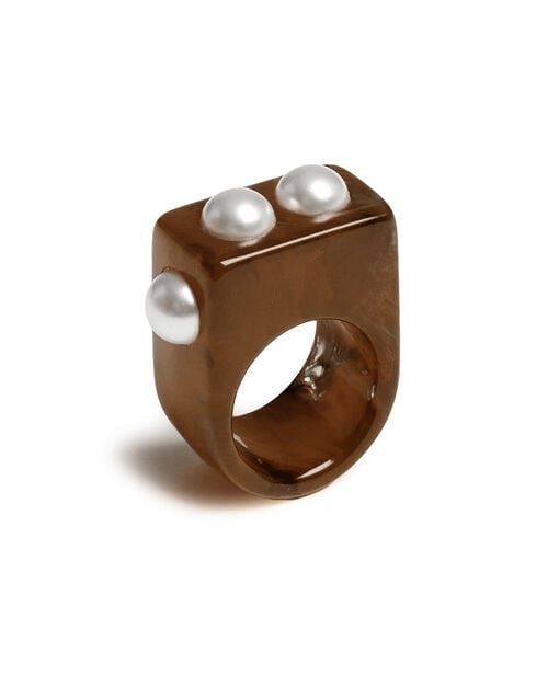 La Doublej Nefertiti Ring Solid Tortoiseshell In Acrylic Resin