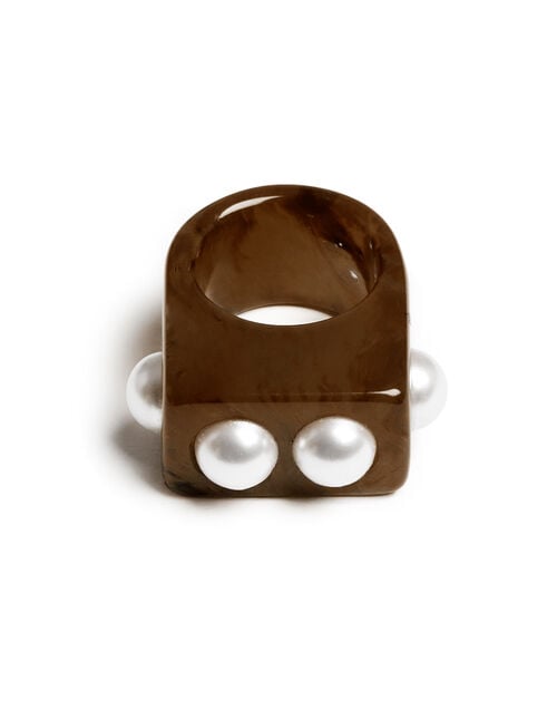 La Doublej Nefertiti Ring Solid Tortoiseshell In Acrylic Resin