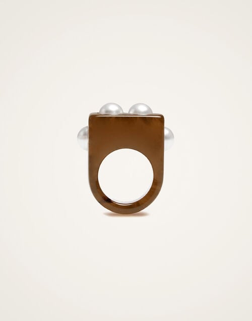 la doublej Nefertiti Ring Solid Tortoiseshell in Acrylic Resin