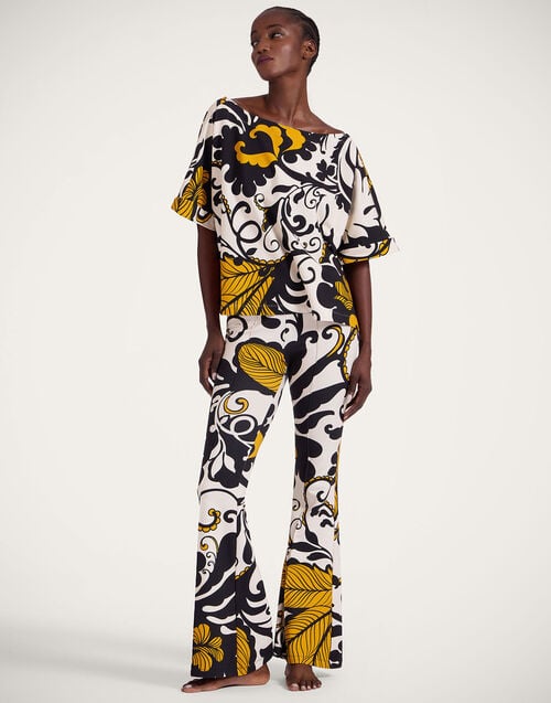 la doublej New Meditation Pants Marea Black & White in Stretch Fleece