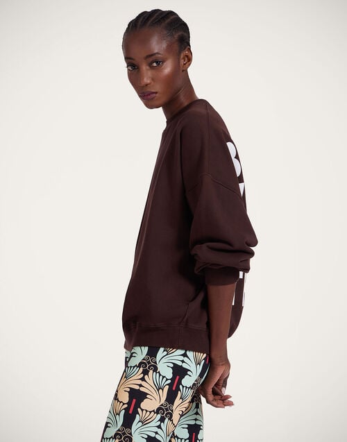 La Doublej Off Court Sweatshirt Solid Brown In Jersey