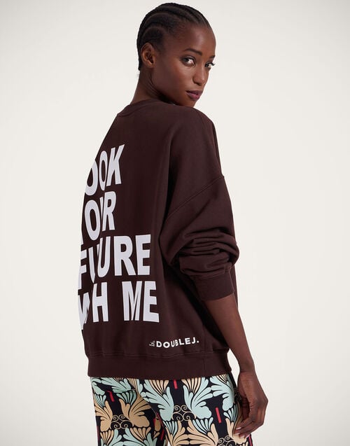 La Doublej Off Court Sweatshirt Solid Brown In Jersey