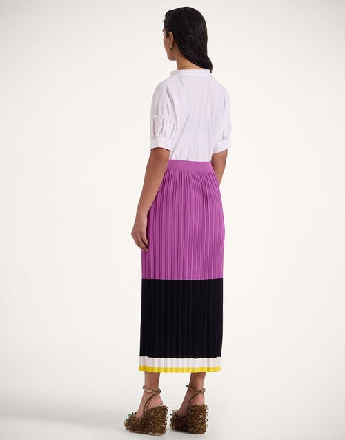 La Doublej Organetto Skirt Color Block Purple & Black In Knit Plissé