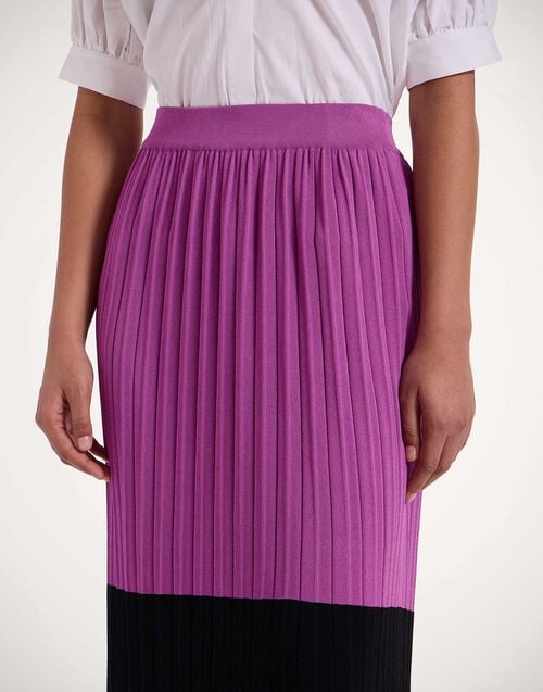 La Doublej Organetto Skirt Color Block Purple & Black In Knit Plissé