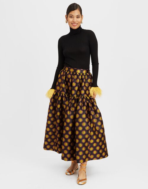 La Doublej Oscar Skirt Winter Sun Black In Jacquard