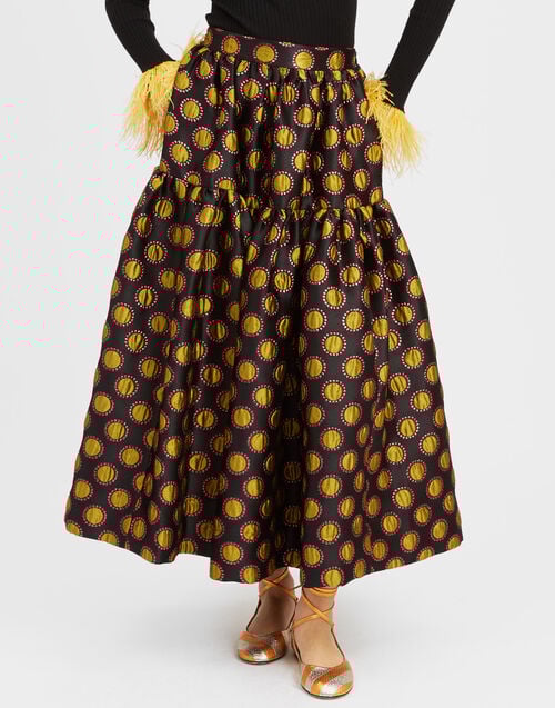 La Doublej Oscar Skirt Winter Sun Black In Jacquard