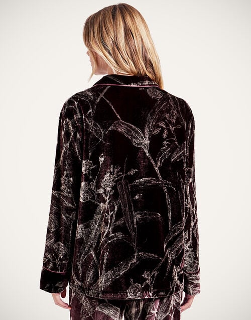 La Doublej Pajama Shirt Bamboo Burgundy In Viscose Mix