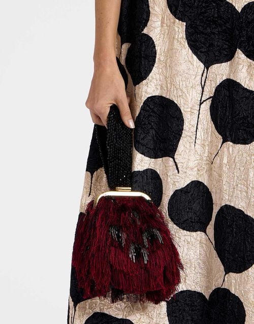 la doublej Palazzo Mini Bag Fuzzy Leopard Black in Embroidered