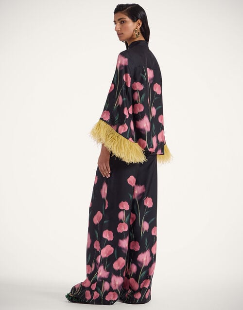 La Doublej Palazzo Pants Anthurium Black In Silk Twill