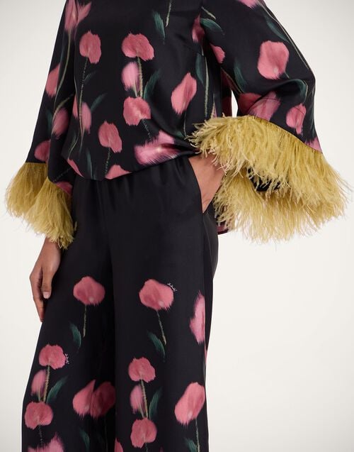 La Doublej Palazzo Pants Anthurium Black In Silk Twill