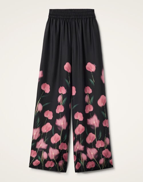 La Doublej Palazzo Pants Anthurium Black In Silk Twill