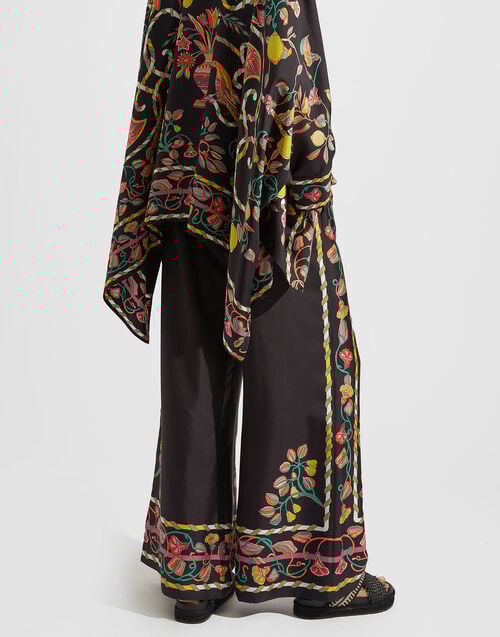 La Doublej Palazzo Pants Borboni Placée Nero In Twill Silk