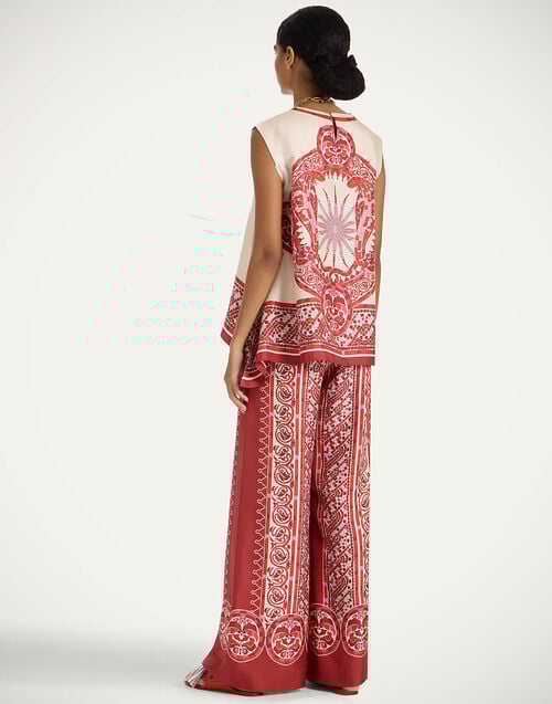 La Doublej Palazzo Pants Cobra Placée Red In Silk Twill