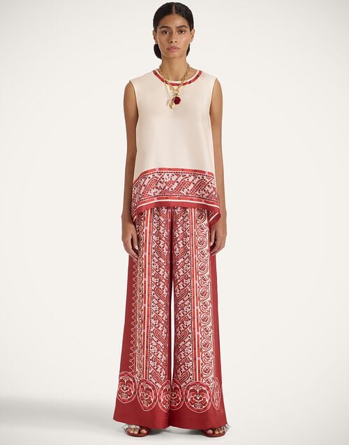 La Doublej Palazzo Pants Cobra Placée Red In Silk Twill