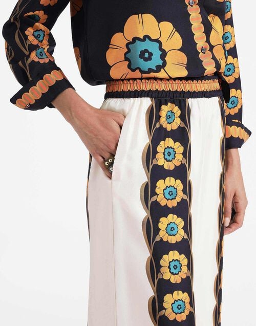 La Doublej Palazzo Pants Daisychain Placée Orange In Silk Twill