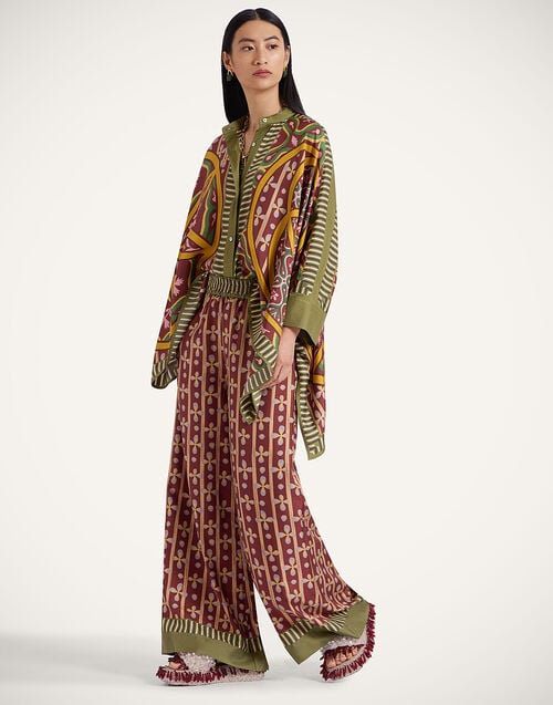 La Doublej Palazzo Pants Eclipse Placée Yellow In Silk Twill