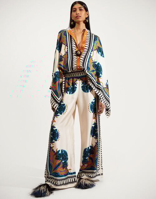 La Doublej Palazzo Pants Florence Placée In Silk Twill