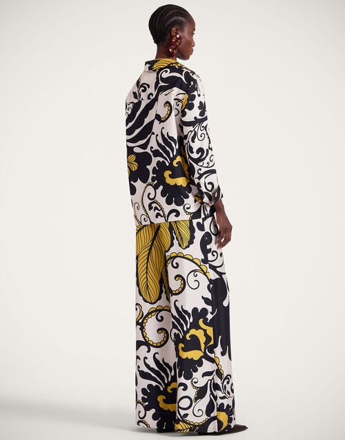 La Doublej Palazzo Pants Marea Black & White In Silk Twill