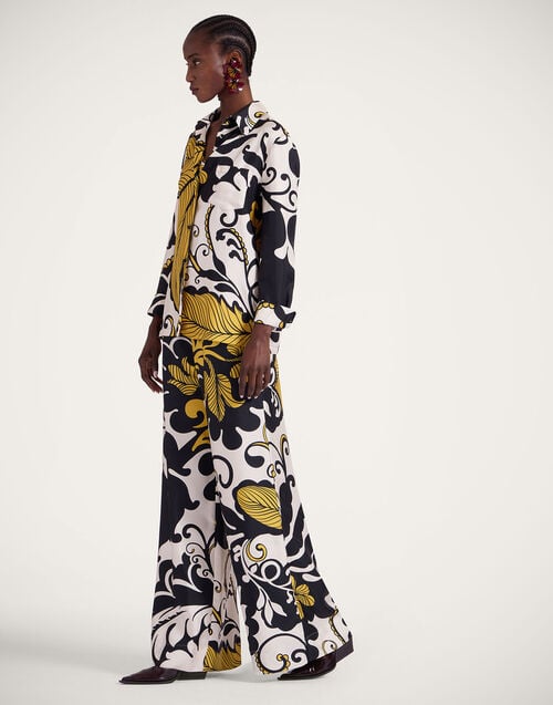 La Doublej Palazzo Pants Marea Black & White In Silk Twill