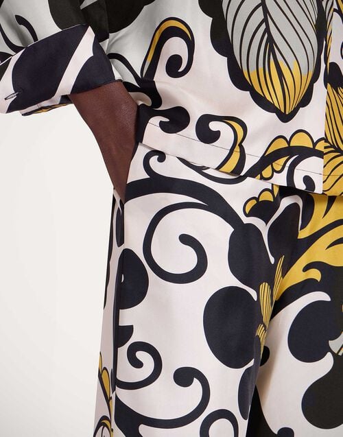 La Doublej Palazzo Pants Marea Black & White In Silk Twill