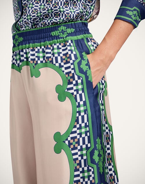 La Doublej Palazzo Pants Mariposa Placée Green In Silk Twill