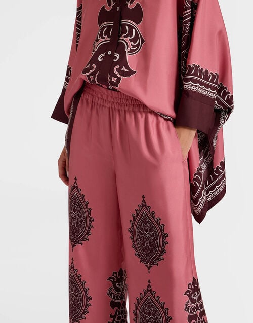 La Doublej Palazzo Pants Oltrarno Placée Pink In Silk Twill