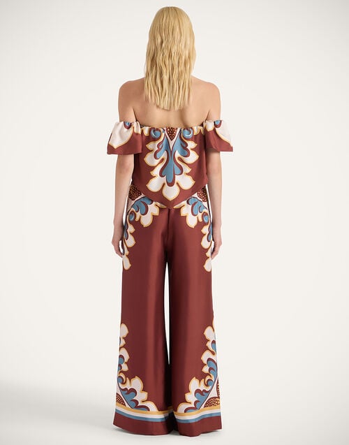 La Doublej Palazzo Pants Palazzo Placée Chocolate In Silk Twill