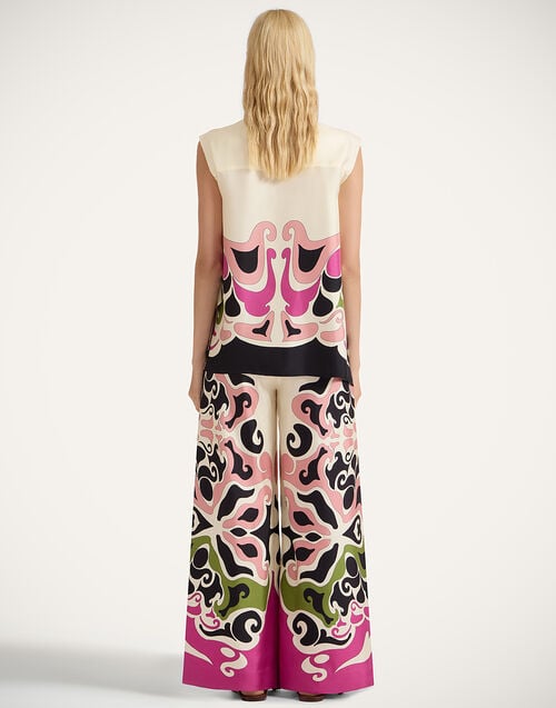 La Doublej Palazzo Pants Phoenix Placée Pink In Silk Twill