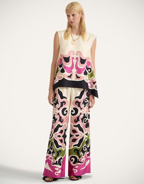 La Doublej Palazzo Pants Phoenix Placée Pink In Silk Twill