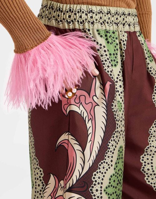 La Doublej Palazzo Pants Portal Placée Brown In Silk Twill