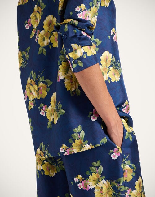 La Doublej Palazzo Pants Riptide Midnight Blue In Silk Twill