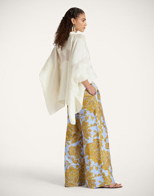 La Doublej Palazzo Pants Tangle Light Blue In Silk Twill