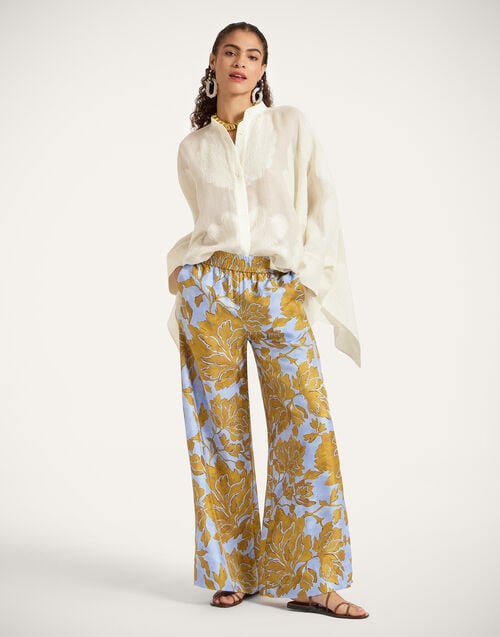 la doublej Palazzo Pants Tangle Light Blue in Silk Twill