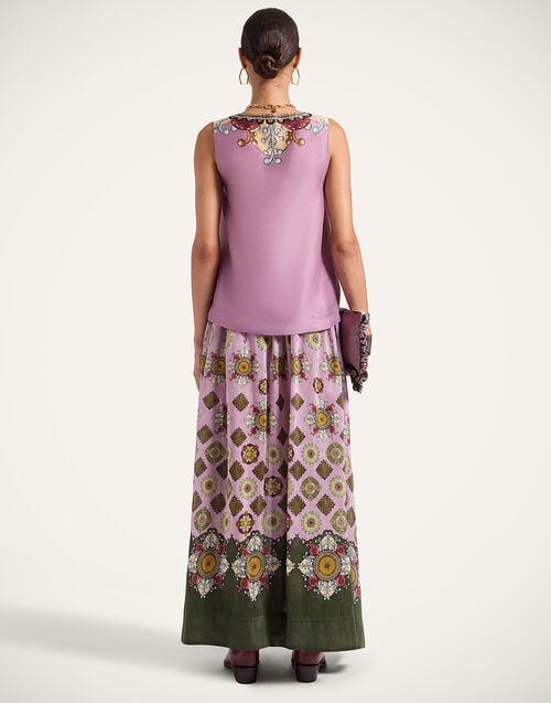 La Doublej Palme D'Or Skirt Nucleus Placée Dusty Pink In Linen Silk Organza