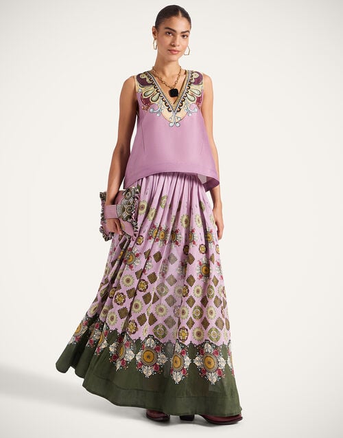 la doublej Palme D'Or Skirt Nucleus Placée Dusty Pink in Linen Silk Organza