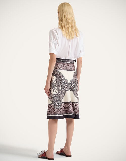 La Doublej Pareo Midi Skirt Cobra Placée Grey In Silk Twill