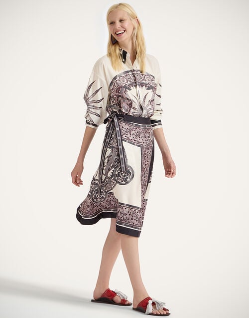 La Doublej Pareo Midi Skirt Cobra Placée Grey In Silk Twill