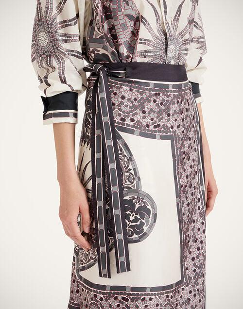 La Doublej Pareo Midi Skirt Cobra Placée Grey In Silk Twill