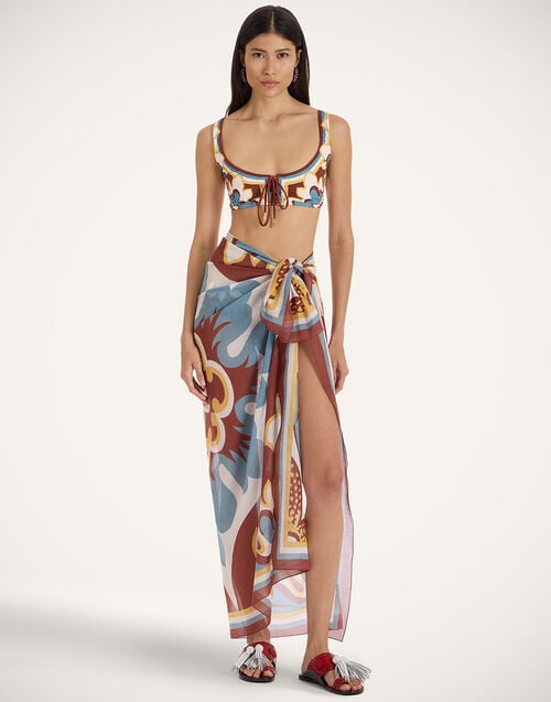 la doublej Pareo Palazzo Placée Chocolate in Voile Cotton