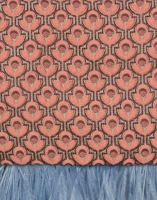 La Doublej Party Pochette Tulip Pale Pink In Jacquard With Feathers